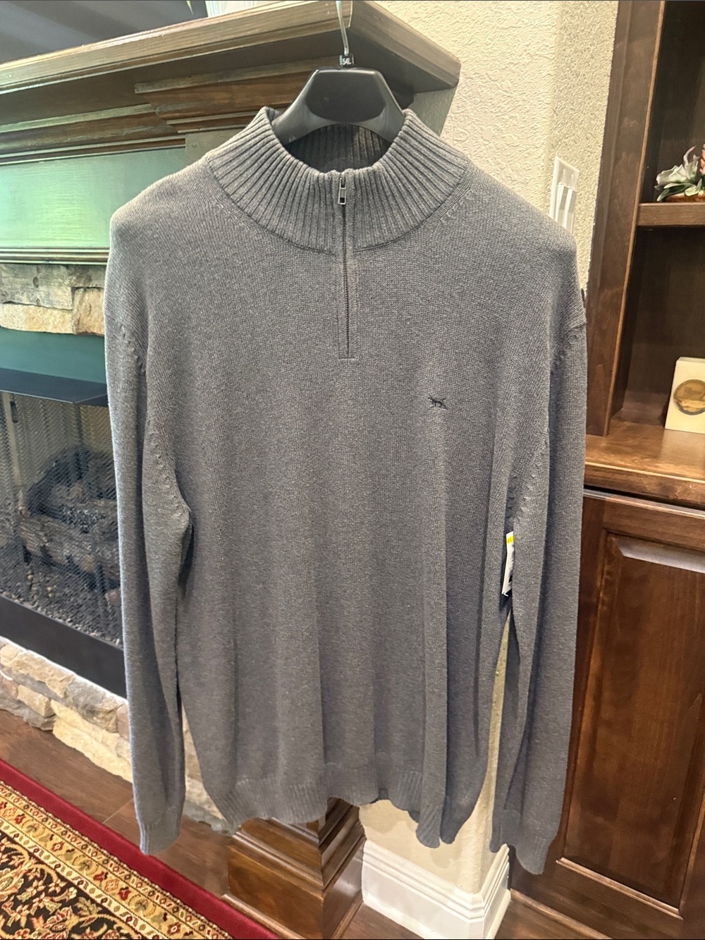 Rodd & Gunn Men's Heather Gray Quarter-Zip Ribbed Mock Neck Sweater